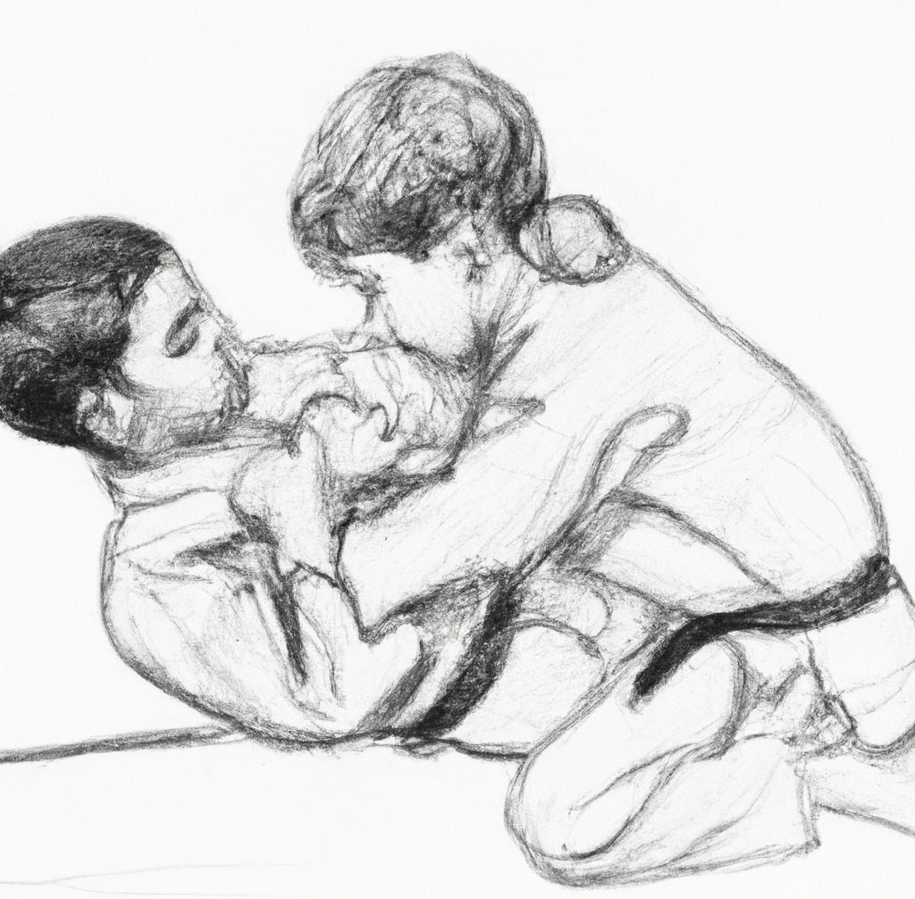 Pencil Drawing of 2Kids Competing in BJJ