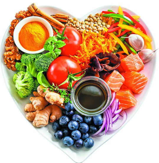 Heart Shaped plate of healthy foods