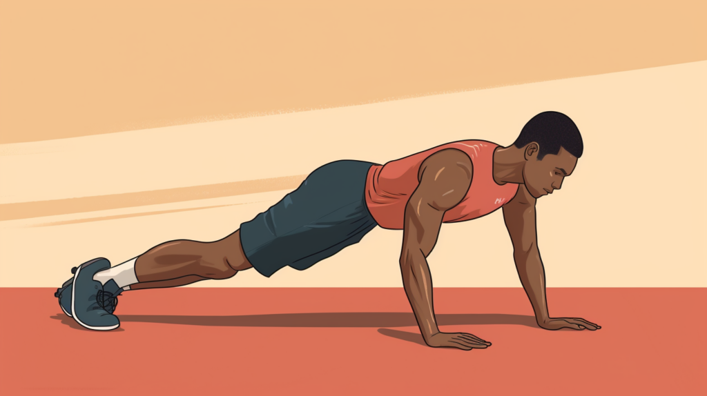 a drawing of a man performing a push up
