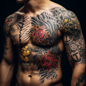 A torso adorned with tattoos